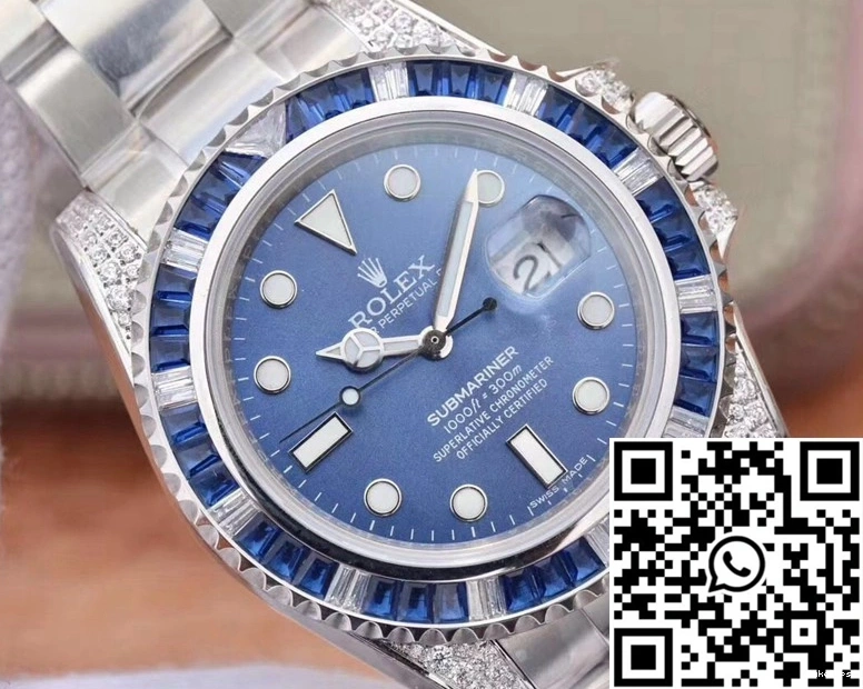 Customized Date Submariner Blue Factory Rolex Diamond 116619LB Edition GS Dial 1018